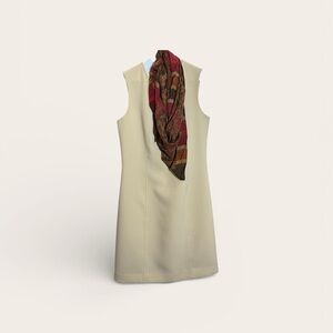 Stunning Georgiou Y2K Chic Cream Sleeveless Dress with scarf Sz 6